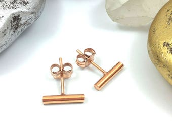 Copper Bar Studs, Bar Earrings, Copper Bar Earrings, Copper Stud Earrings, Bar Stud Earrings, Minimalist Studs, Tiny Stud Earrings