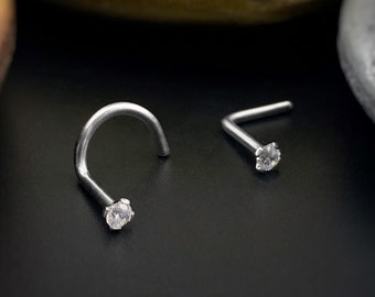 Titanium Nose Stud, Crystal Nose Ring, Diamond Nose Stud, Clear Crystal Nose Ring, grade 23 Titanium, hypoallergenic, custom nose ring