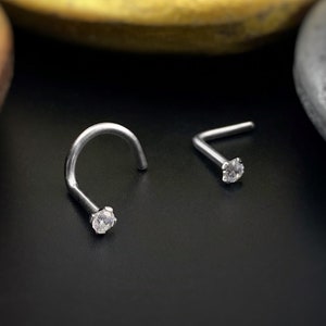 MADE TO ORDER Titanium Crystal Nose Stud Custom Nose Ring Diamond Nose Stud Clear Crystal Nose Ring Hypoallergenic Titanium Nose Stud Etsy