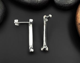 Made To Order, massive Silber Femur Knochen Ohrringe, Skelett Ohrringe, gotischer Schmuck