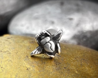 MADE TO ORDER Solid Silver Scarab Stud Earring Single Or Pair