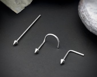 Spike Titanium Nose Stud, Spike Nose Ring, Spiked Nose Stud, Titanium Stud, Silver Nose Stud, Nose Spike, Grade 23 Titanium Nose Ring