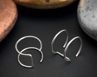 Double Hoop Earrings, Double Piercing Earrings, Double Earrings, Two Piercing, Two Hole Earrings, Hoop Earring, Two Piercing Earrings