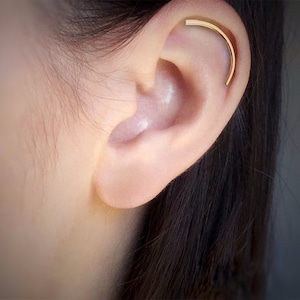 HANDMADE TO ORDER Solid Silver Curved Helix Earring, Cartilage Bar Stud, Curved Bar Earring, Helix Piercing Jewelry, Minimalist Body Jewelry