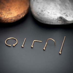 HANDMADE TO ORDER Nose Stud, Rose Gold Filled Nose Ring, Tiny Nose Ring, Rose Gold Nose Hoop, Tiny Ball Nose Ring, Rose Gold Ball Nose Ring