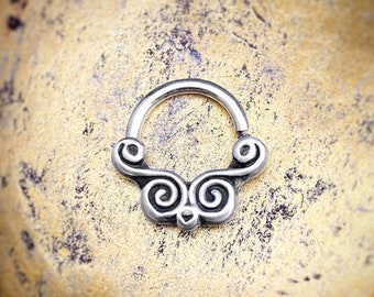 Massiv Silber Septum Schmuck, Septum Spiralring, Nase Hoop