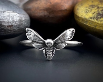 Silver Moth Ring, Silver Ring, Statement Ring, Death Head Moth, Hawk Moth, Deaths Head, Dead Head, Death Moth, Gothic, Punk, Moth Jewelry