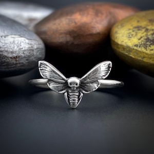 Silver Moth Ring, Silver Ring, Statement Ring, Death Head Moth, Hawk Moth, Deaths Head, Dead Head, Death Moth, Gothic, Punk, Moth Jewelry