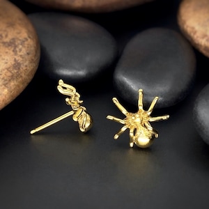 HANDMADE TO ORDER Spider Stud Earrings, Sterling Silver Stud Earrings, Gothic Jewelry, Witchy Accessories, Black Widow Studs, Custom Jewelry