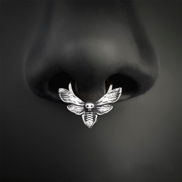 Anneau de septum antimite, anneau de septum tête de mort, anneau de septum insecte, bijoux antimites, bijoux de sorcière, piercing de septum, anneau de septum gothique, gothique, punk