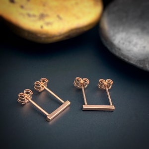 Pendientes de doble barra, pendientes de doble perforación cuadrados, pendientes dobles, pendientes dobles, pendientes de dos agujeros, pendientes de barra, dos perforaciones, doble barra