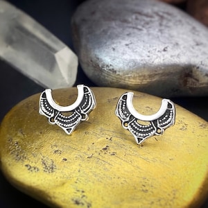 Lace Double Piercing Earrings, Lace Earrings, Two Hole Earrings, Double Stud Earrings, Double Earrings, Tribal Earrings, Indian Style