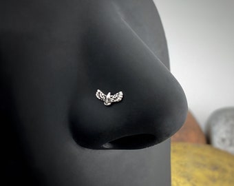 Raven Nose Ring, Crow Nose Hoop, Flying Raven Nose Stud, Flying Bird Nose Ring, Custom Body Jewelry, Flying Crow Jewelry, Witchy, Gothic