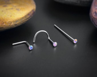 Aura Crystal Titan Nasenstecker, Regenbogen CZ, 18g-20g