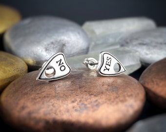 Handmade To Order Custom Solid Silver Ouija Planchette Stud Earrings, Gothic Witch Jewelry