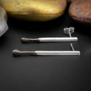 Matchstick Earrings, Match Earrings, Burnt Match, Silver Match Earrings, Perfect Match Gift, Statement Earrings, Match Studs, Gold Matches