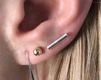 Silver Bar Earrings, Silver Stud Earrings, Bar Stud Earrings, Minimalist Studs, Tiny Stud Earrings, Silver Bar Studs, Bar Stud Earrings