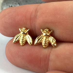 Solid Silver Bee Earrings, Gold Bee Studs, Bumble Bee Jewelry, Bee Stud, Bumble Bee Stud Earrings, Nature Jewelry, Bee Lover, Tiny Studs image 4