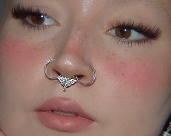 Luna Moth Septum, Moth Septum Hoop, Luna Septum Ring, Bug Septum Ring, Piercing, Gothic, Witchy, Goth, Punk, Custom Body Jewelry