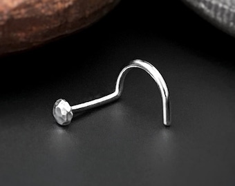 Hammered Dome Nose Ring, Nose Stud, Hammered Silver Nose Ring, Textured Nose Stud, Flat Nose Ring, Hammered Nose Stud, 2 mm Stud, Custom