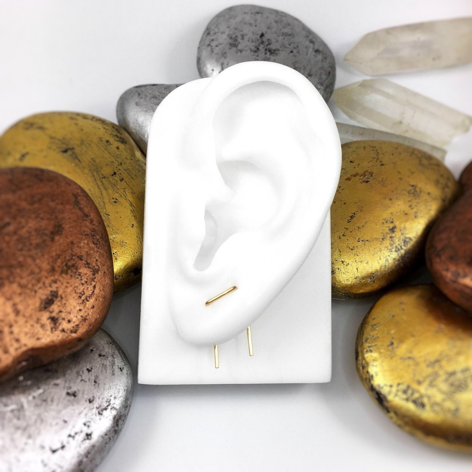 Double Piercing Threader Earrings Double Lobe Earrings Etsy