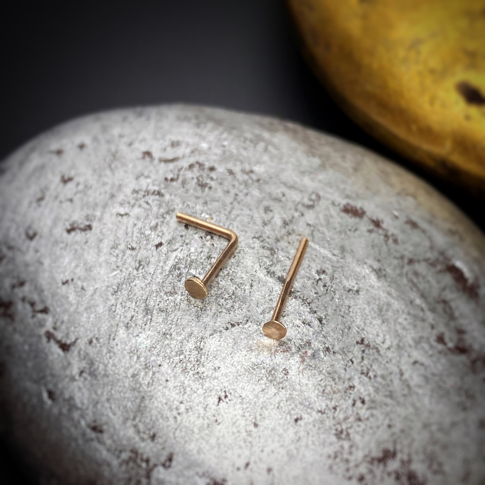 Rose Gold Nase Ring flache Nase Stud L geformte Nase Ring | Etsy