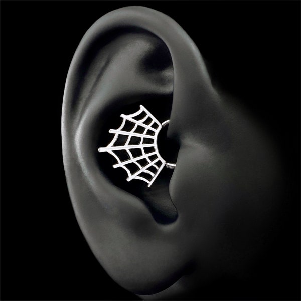 Spider Web Daith Hoop, Spider Web jewelry, Custom Body Jewelry, Spider Jewelry, Gothic daith earring, spider cartilage earring, rook hoop
