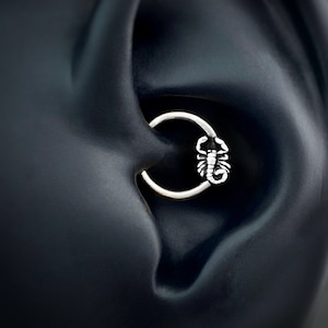 Scorpion Earring, Scorpion Hoop, Scorpion Daith Ring, Cartilage Earring, Rook Piercing, Edgy Septum Ring, Witchy, Gothic, Punk, Goth