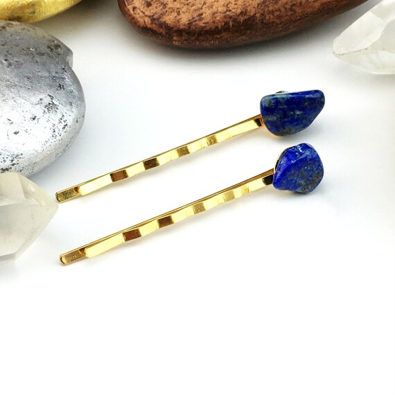 Blue Crystal Hair Pins Lapis Lazuli Hair Pins Bobby Pins Etsy