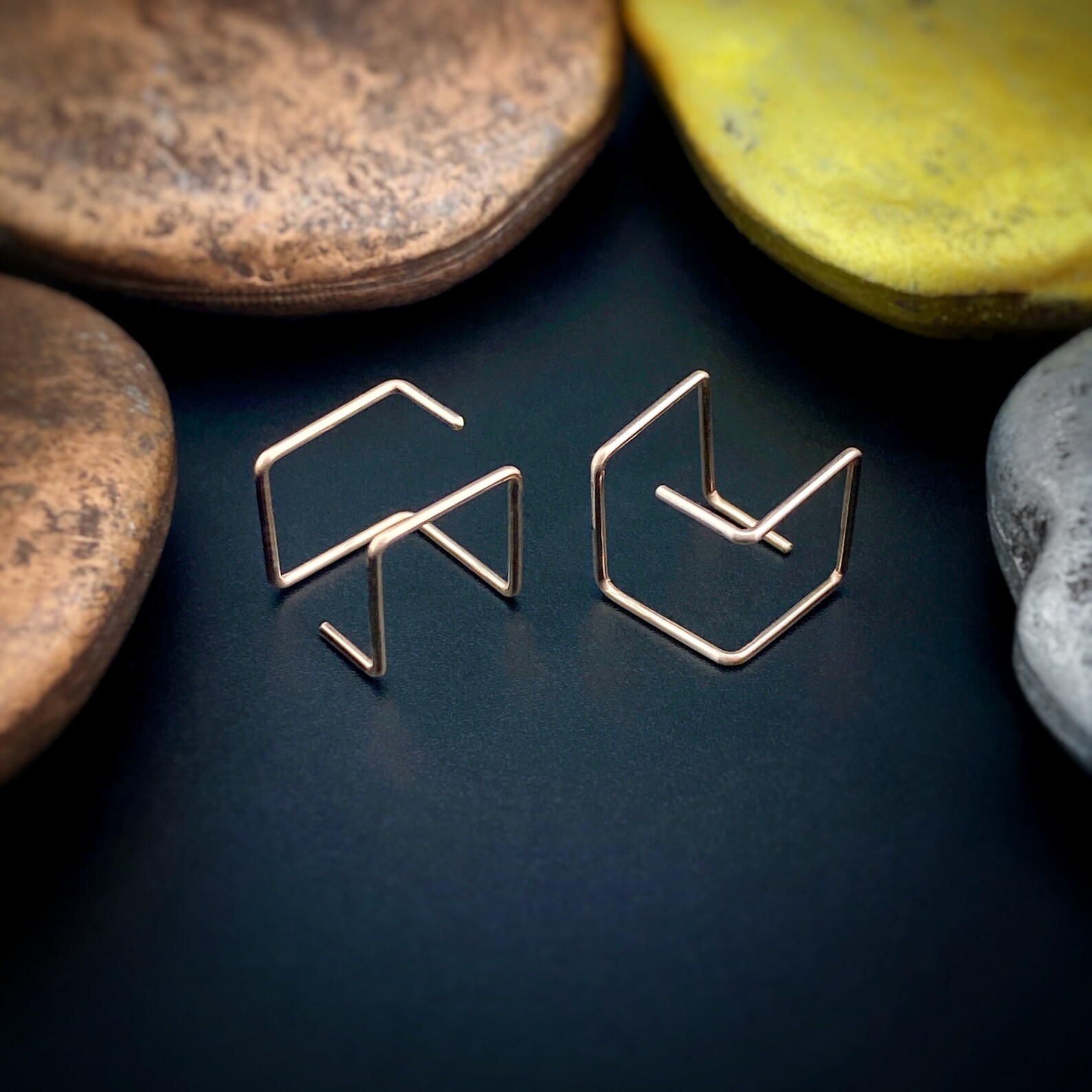 Cube Threader Earrings Threader Earrings Cube Earrings Etsy