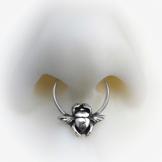 HANDMADE TO ORDER Jewelry Solid Silver Scarab Septum Hoop Custom Beetle Septum Bug Septum Ring Egyptian Body Jewelry Gothic Nose Hoop Etsy