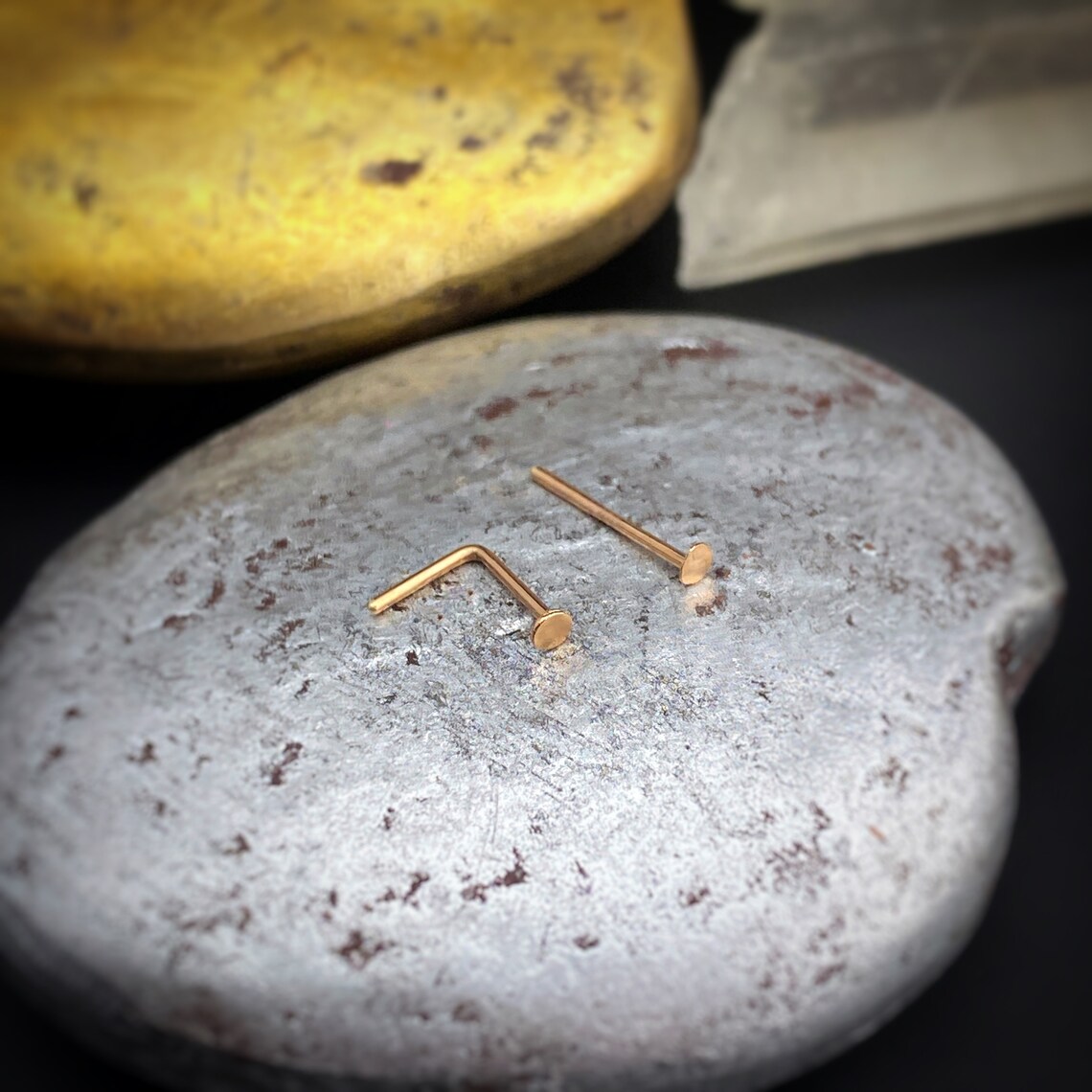 Rose Gold Nase Ring flache Nase Stud L geformte Nase Ring | Etsy