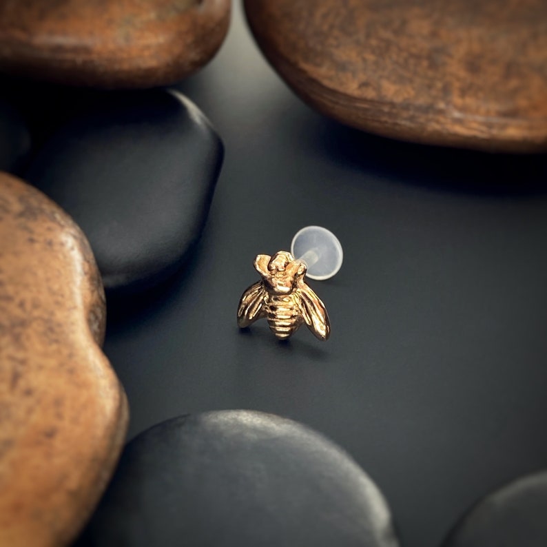 Solid Silver Bee Earrings, Gold Bee Studs, Bumble Bee Jewelry, Bee Stud, Bumble Bee Stud Earrings, Nature Jewelry, Bee Lover, Tiny Studs image 2