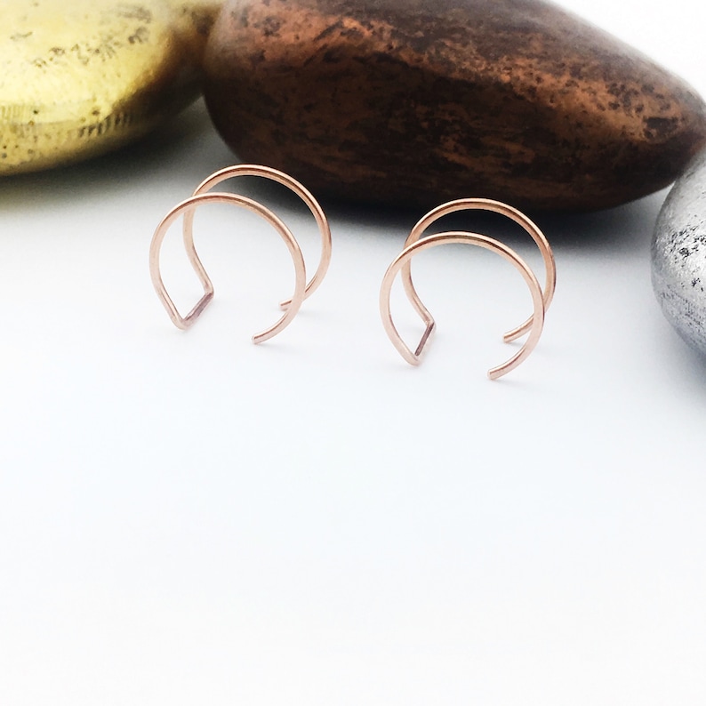 Double Hoop Earrings Double Piercing Earrings Double Etsy