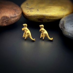 Gold Dinosaur Stud Earrings, Dinosaur Earrings, 22k Gold, Small Studs, TRex, Tiny Stud, Brontosaurus, Stegosaurus, Dino Jewelry, Helix Stud image 6