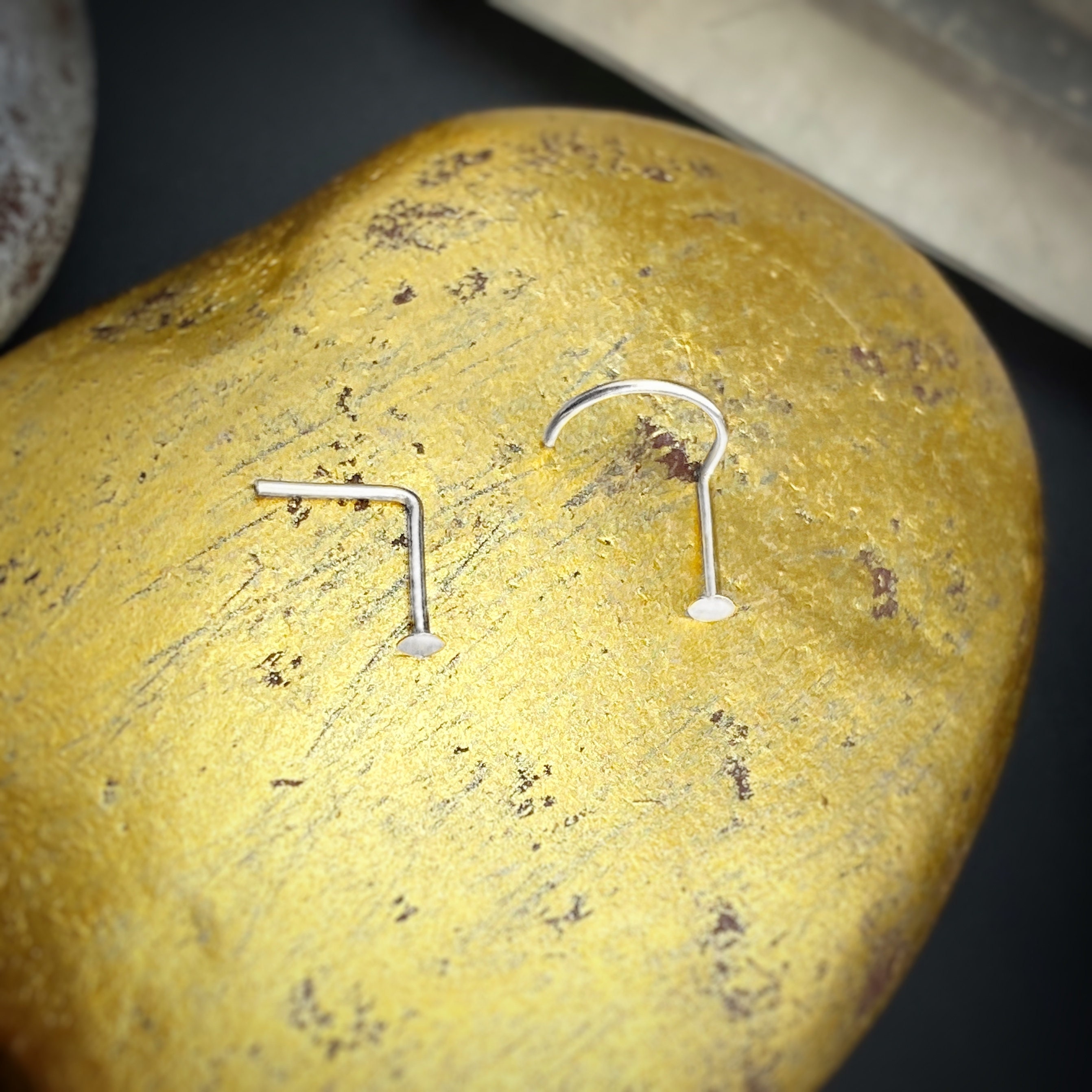 Flat Silver Nose Stud Silver Nose Stud Flat Nose Ring L Etsy