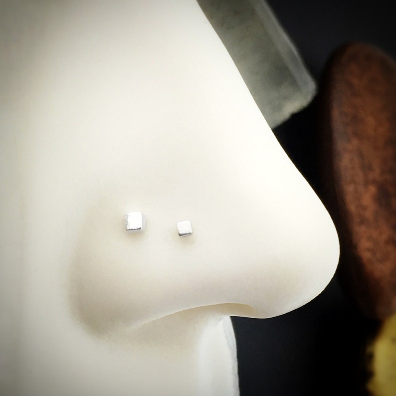 Square Nose Piercing Tiny Cube Stud Cube stud Square Cartilage Earring Square Stud Cube Nose Ring Sterling Silver Nose Bone Nose Stud