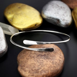 Hammered Sterling Silver Wrap Bracelet, Thin Cuff Bangle