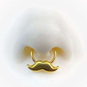 HANDMADE TO ORDER Solid Silver Mustache Septum Hoop, Handlebar Mustache Jewelry, Hipster Septum Piercing, Custom Body Jewelry, Quirky Septum