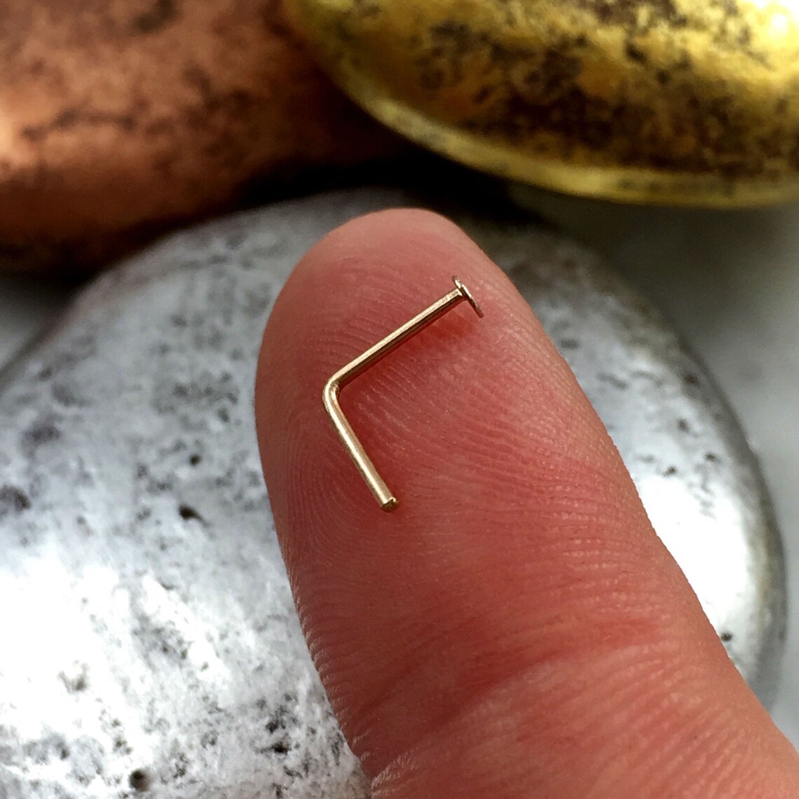 Rose Gold Nase Ring flache Nase Stud L geformte Nase Ring | Etsy