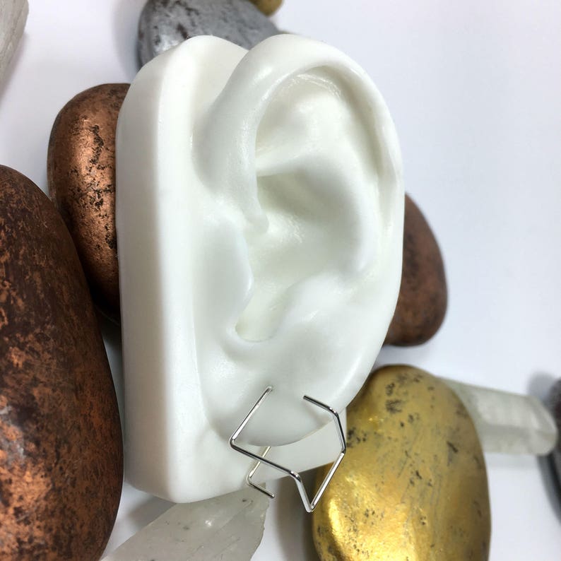 Cube Threader Earrings Threader Earrings Cube Earrings Etsy