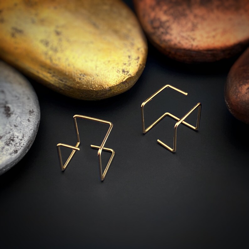 Cube Threader Earrings Threader Earrings Cube Earrings Etsy