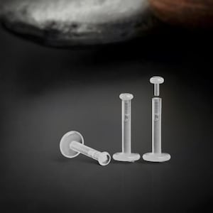 18 Gauge Replacement or Extra Bioflex Flat Backs For Labret Helix Piercing, 3 pcs