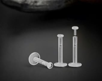 18 Gauge Replacement or Extra Bioflex Flat Backs For Labret Helix Piercing, 3 pcs