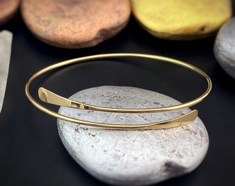 Handmade To Order Thin Hammered Gold Bracelet, Layering Style Cuff