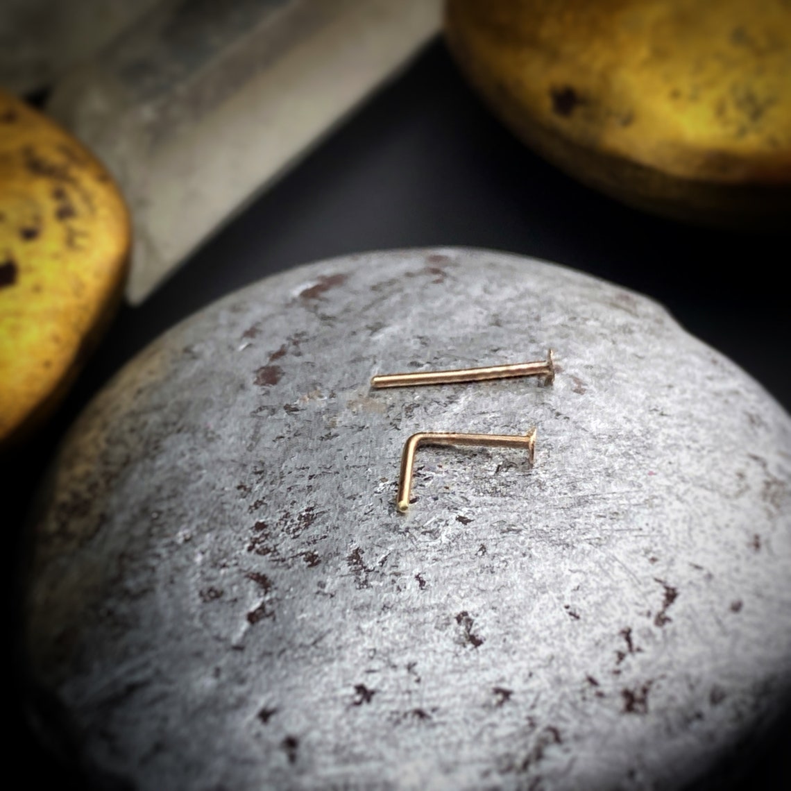 Rose Gold Nase Ring flache Nase Stud L geformte Nase Ring | Etsy