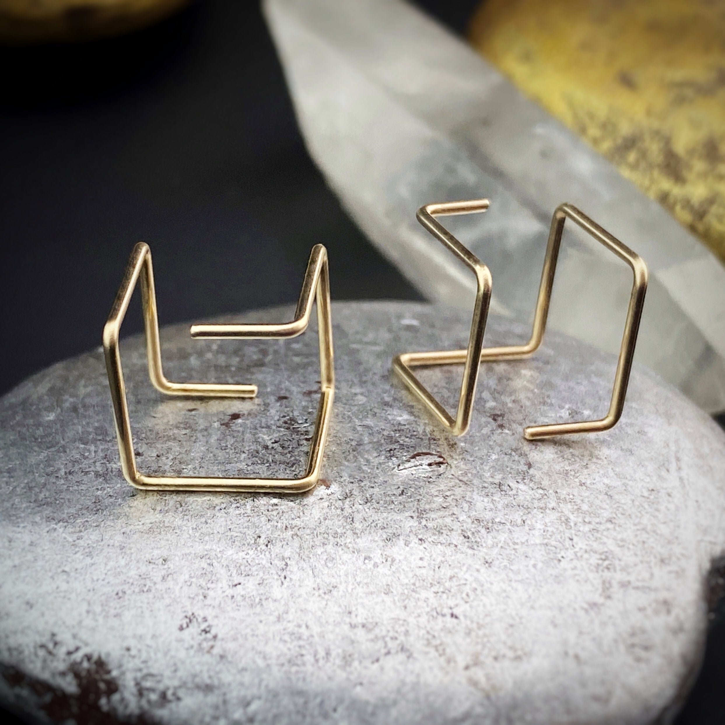 Cube Threader Earrings Threader Earrings Cube Earrings Etsy