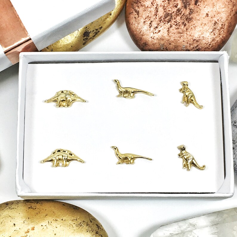 Solid Gold Dinosaur Earring Dinosaur Studs 22k Gold Stud Etsy