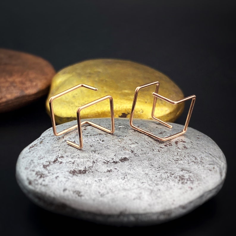 Cube Threader Earrings Threader Earrings Cube Earrings Etsy