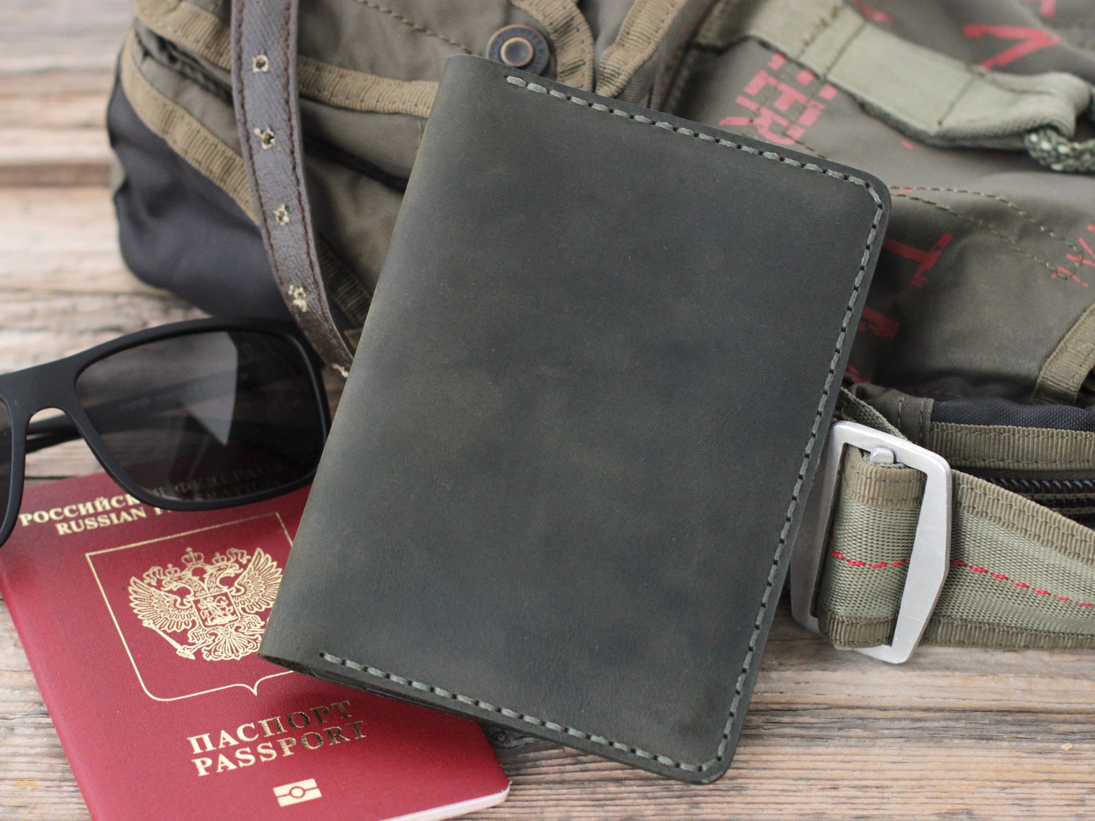 Leather Passport Holder for Two Passports with Card Pockets Etsy